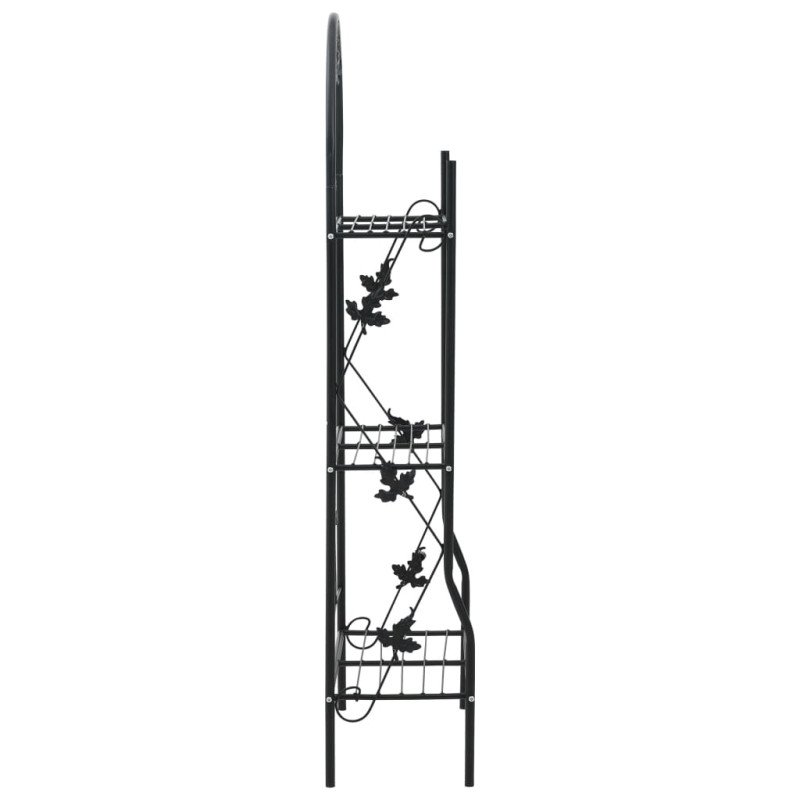 vidaXL 3-poschodový stojan na rastliny čierny 52x28x128 cm železný