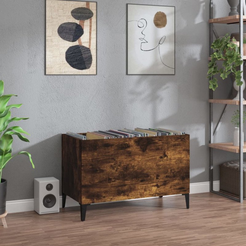 vidaXL Skrinka na platne dymový dub 74,5x38x48 cm kompozitné drevo