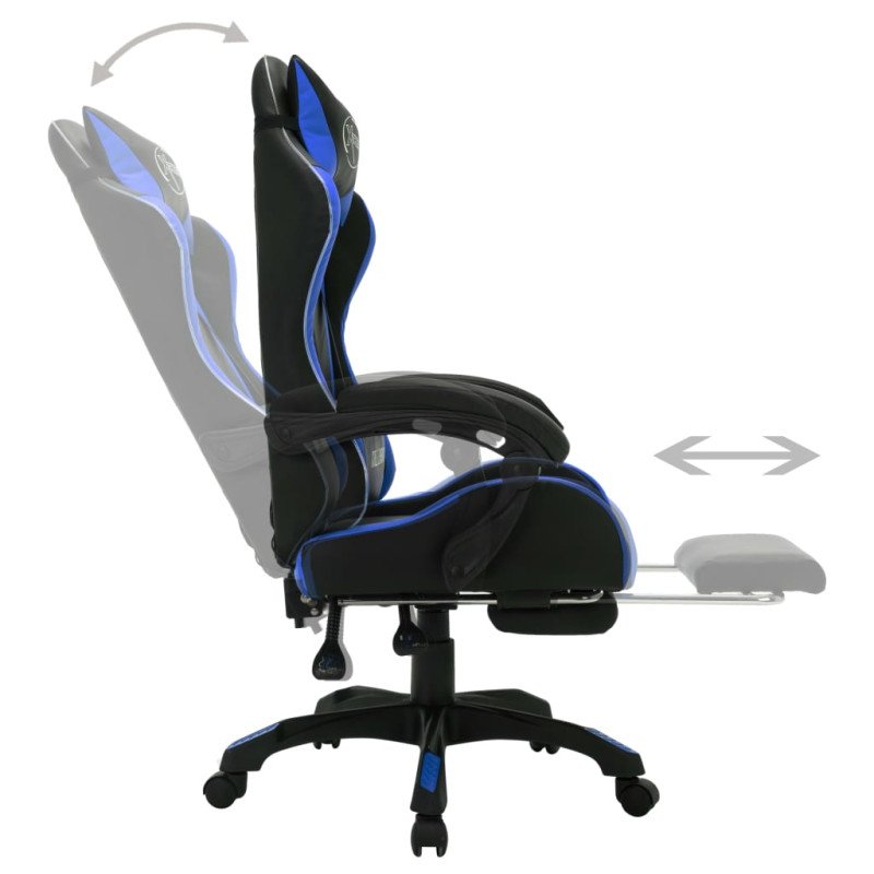 vidaXL Herná stolička s RGB LED svetlami modro-čierna umelá koža