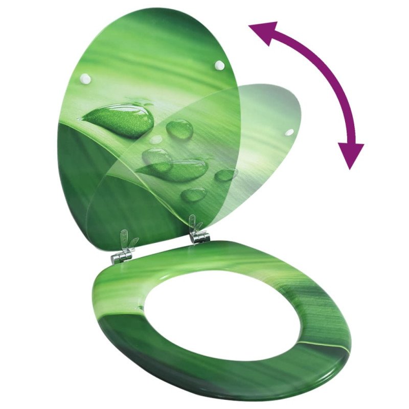 vidaXL WC sedadlo s poklopom MDF dizajn zelený dizajn s kvapkou