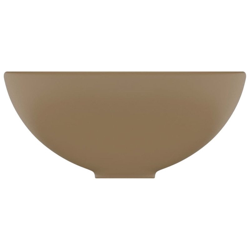 vidaXL Luxusné umývadlo, okrúhle, matné krémové 32,5x14 cm, keramika