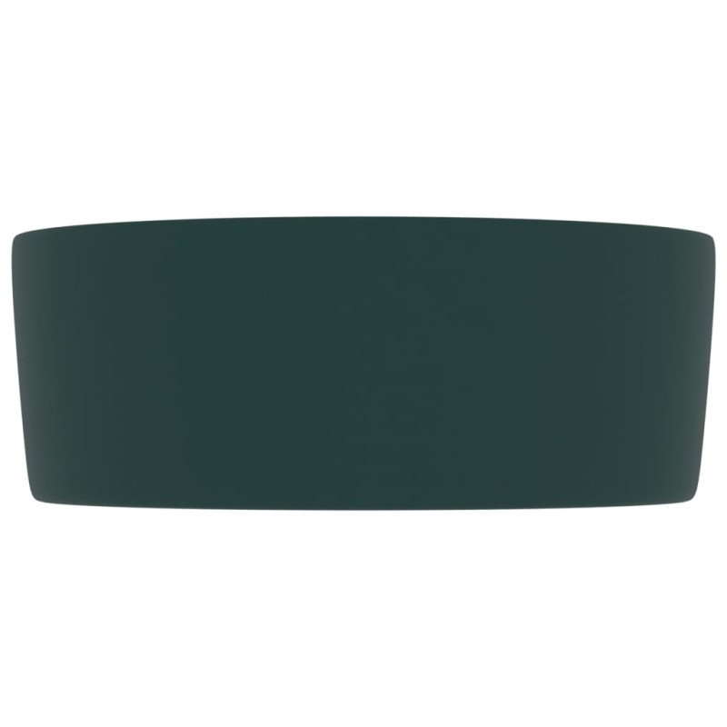 vidaXL Luxusné umývadlo, okrúhle, matné tmavozelené 40x15 cm, keramika