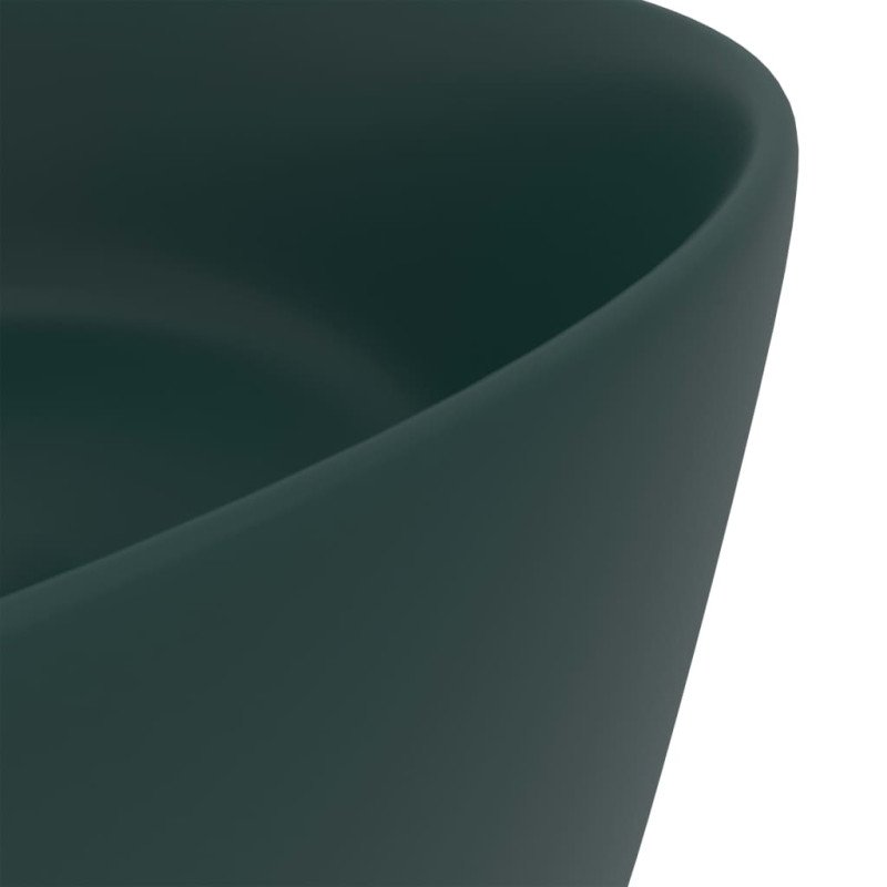 vidaXL Luxusné umývadlo, okrúhle, matné tmavozelené 40x15 cm, keramika