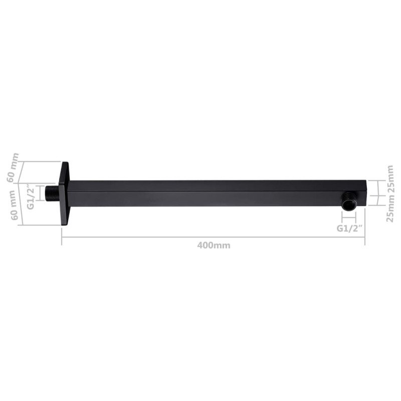 vidaXL Podporné rameno do sprchy nehrdzavejúca oceľ 201 čierne 40 cm