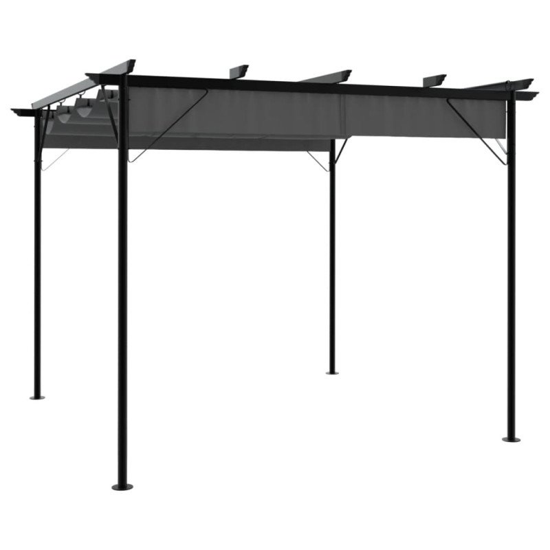 vidaXL Pergola so zaťahovacou strechou antracitová 3x3 m oceľ 180 g/m²