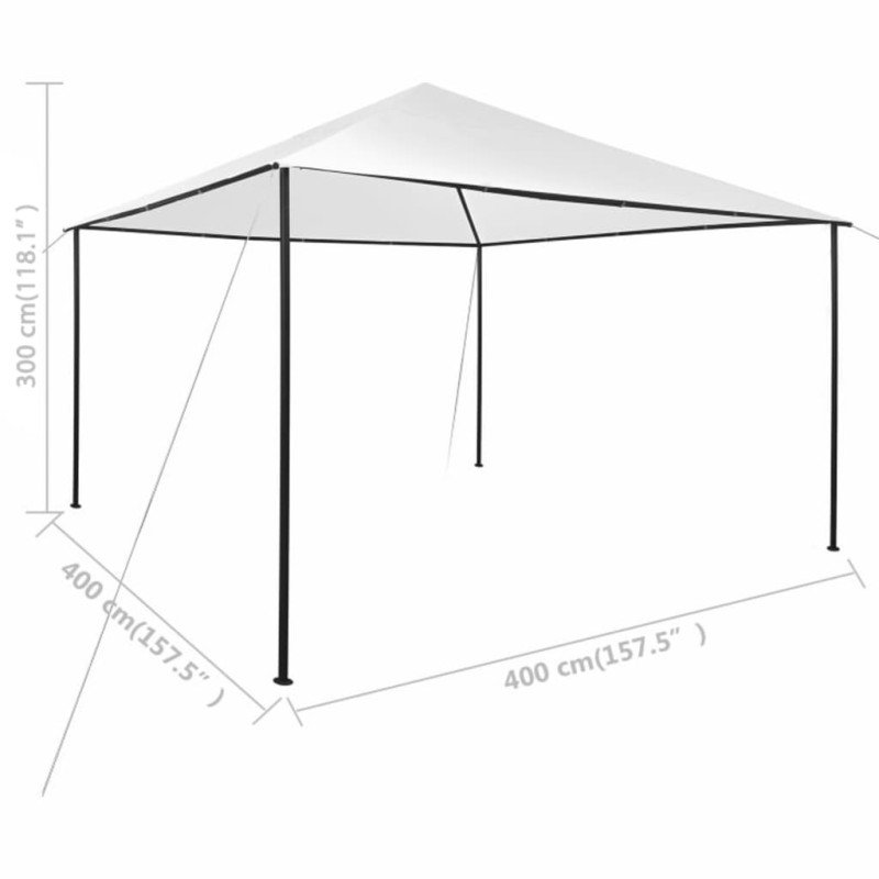 vidaXL Altánok 4x4x3 m, biely 180 g/m²