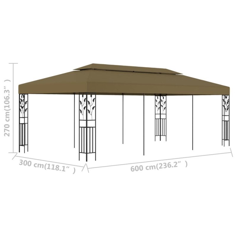 vidaXL Altánok 6x3 m, sivohnedý 180 g/m²