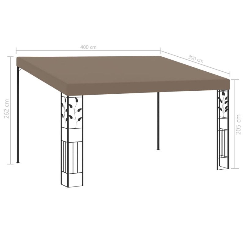 vidaXL Nástenný altánok 4x3x2,5 m sivohnedý