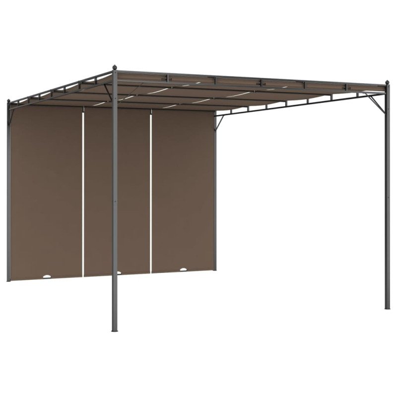 vidaXL Záhradný altánok s bočným závesom sivohnedý 4x3x2,25 m