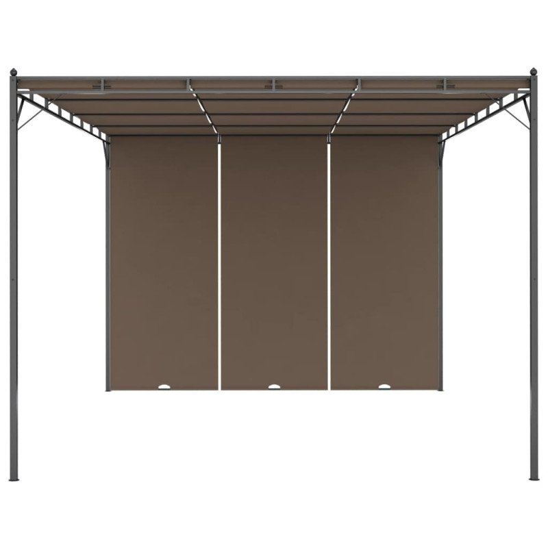 vidaXL Záhradný altánok s bočným závesom sivohnedý 4x3x2,25 m