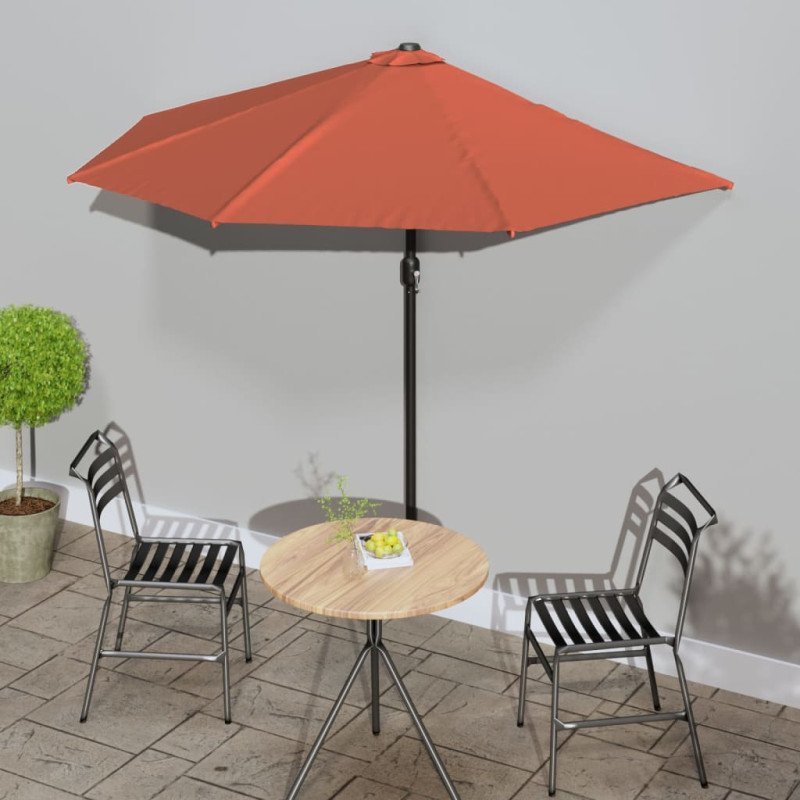 vidaXL Balkónový slnečník,hliníková tyč,tehlový 270x144x222cm, polkruh