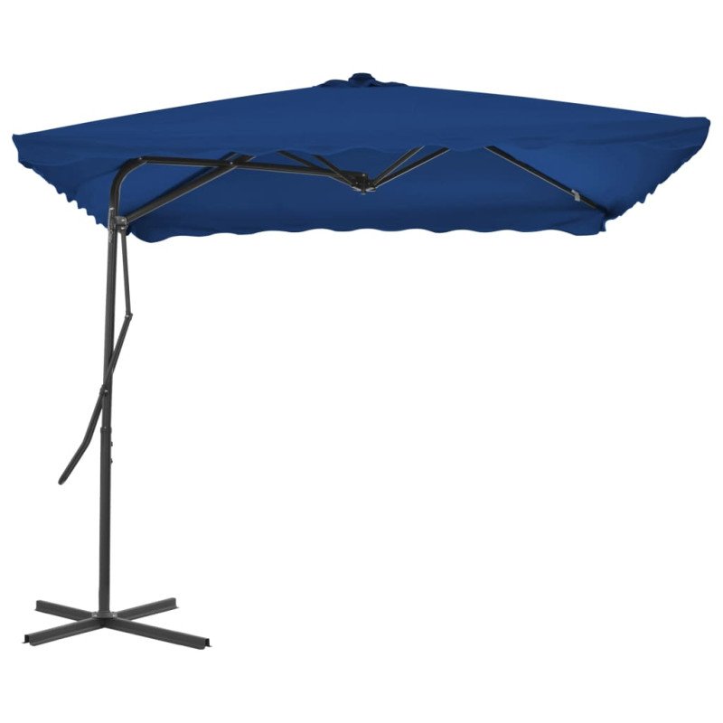 vidaXL Vonkajší slnečník s oceľovou tyčou, modrý 250x250x230 cm