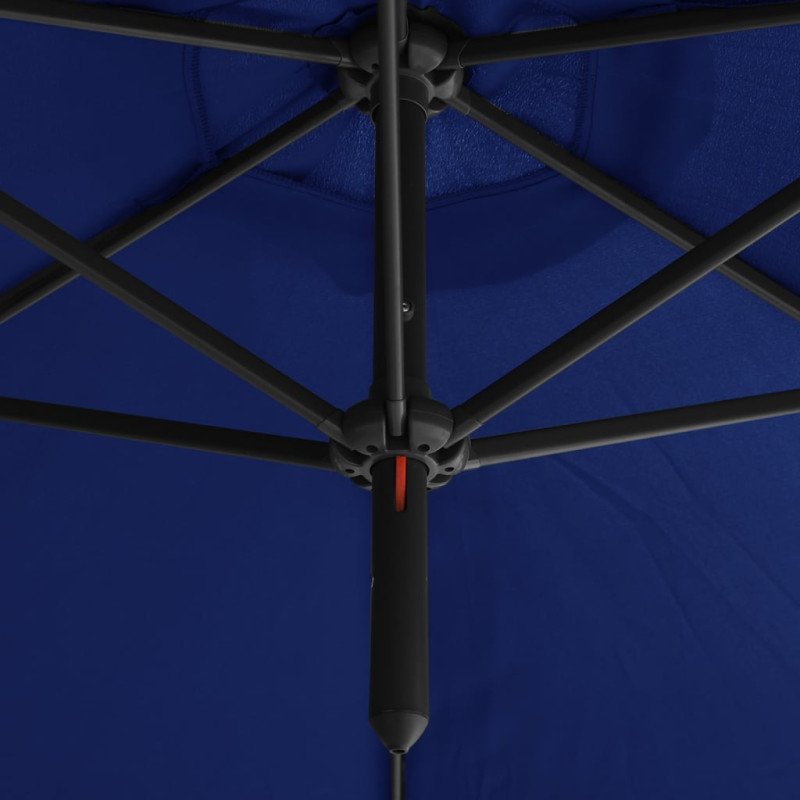 vidaXL Dvojitý slnečník s oceľovou tyčou azúrovo-modrý 600 cm