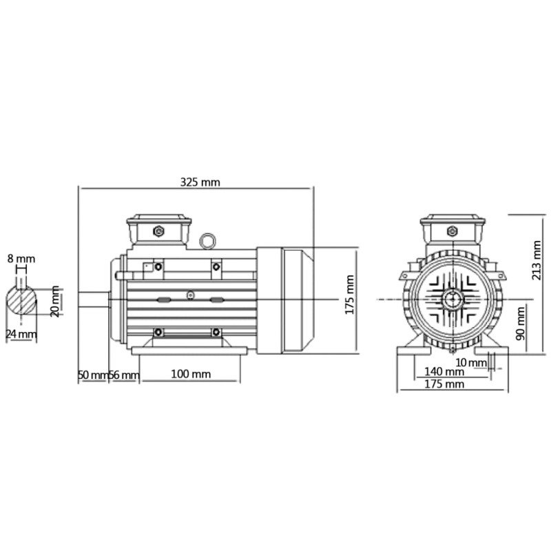 vidaXL 3-fázový elektromotor, hliník 1,5kW/2HP, 2-pólový 2840 ot./min