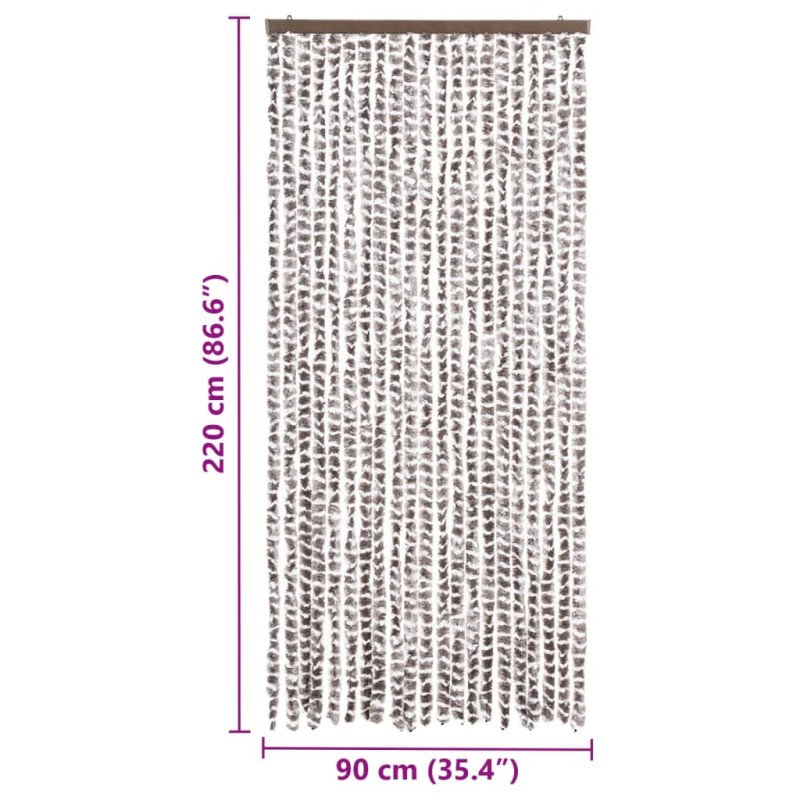 vidaXL Záves proti hmyzu, sivohnedý a biely 90x220 cm, ženilka