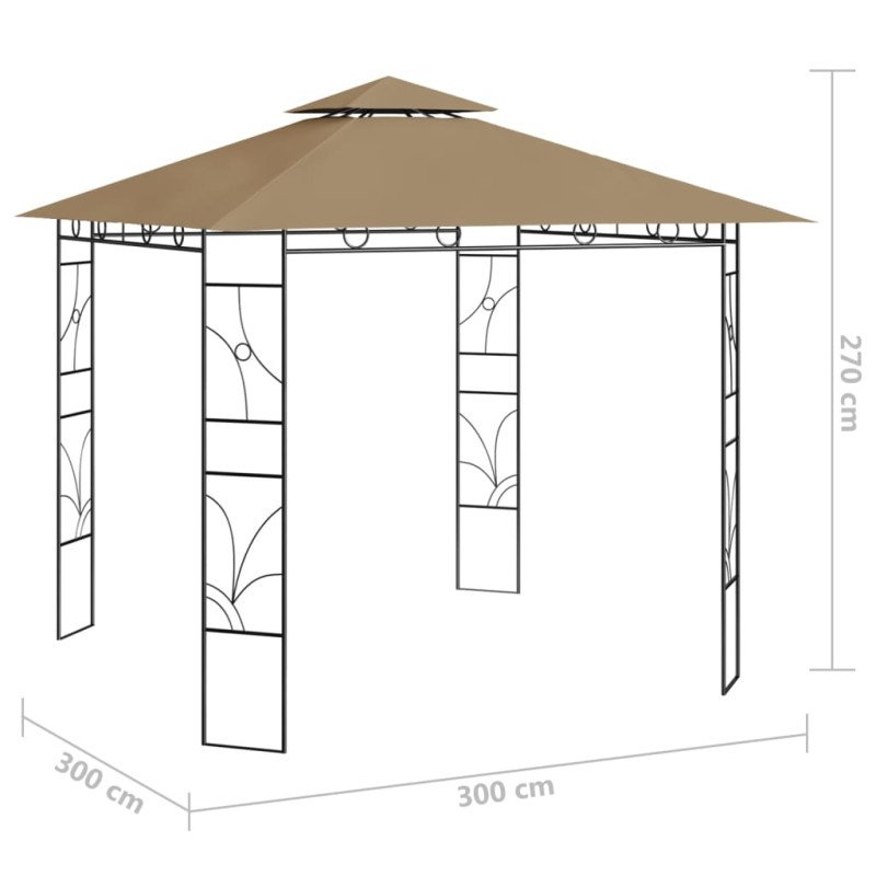 vidaXL Altánok 3x3x2,7 m sivohnedý 160 g/m²