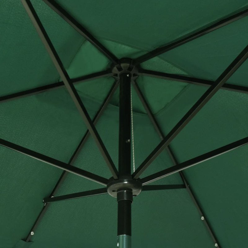 vidaXL Slnečník s LED a oceľovou tyčou zelený 2x3 m