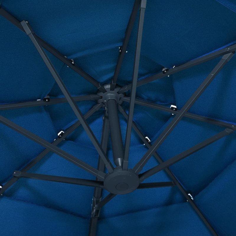 vidaXL 4-stupňový slnečník s hliníkovou tyčou azúrovo-modrý 3x3 m