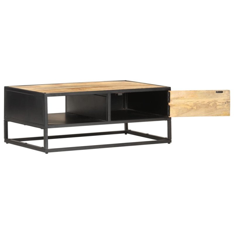 vidaXL Konferenčný stolík s vyrezávanými dvierkami 90x55x36 cm surové mangovníkové drevo