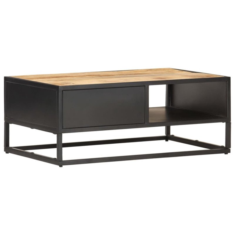 vidaXL Konferenčný stolík s vyrezávanými dvierkami 90x55x36 cm surové mangovníkové drevo
