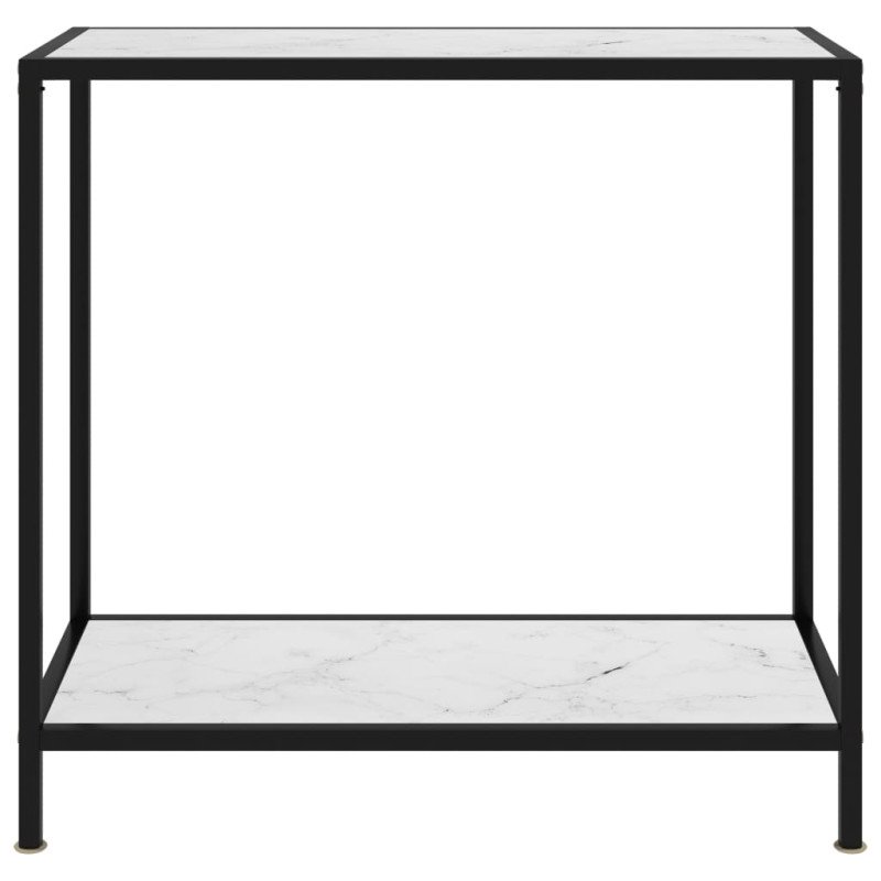 vidaXL Konzolový stolík, biely 80x35x75 cm, tvrdené sklo