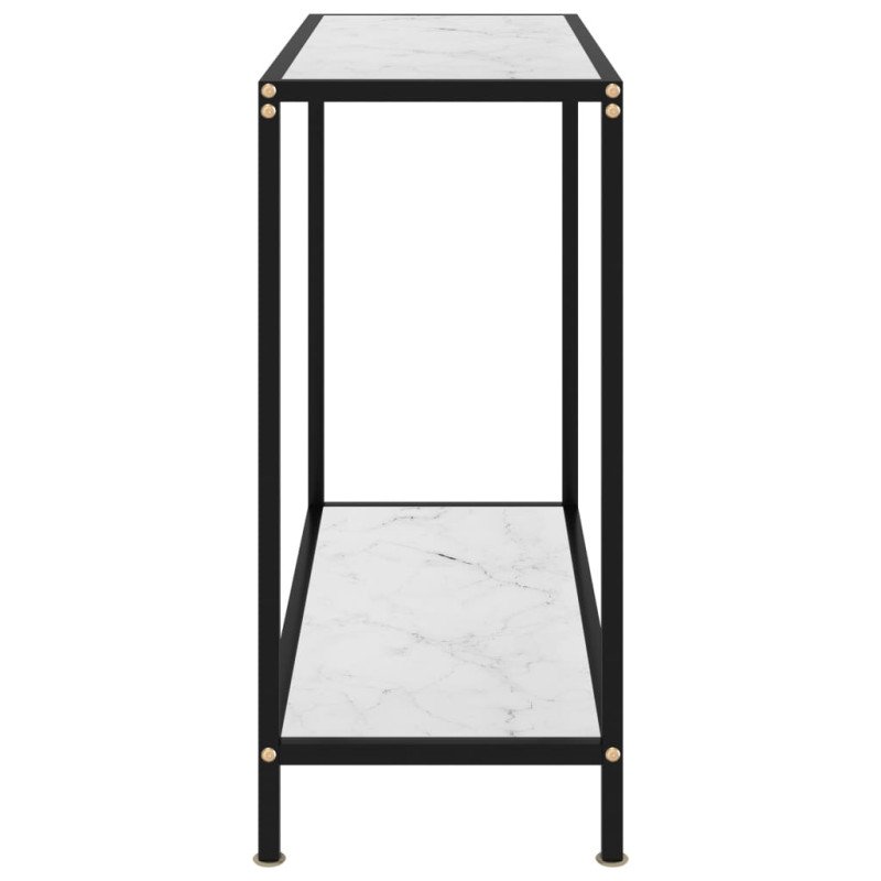 vidaXL Konzolový stolík, biely 80x35x75 cm, tvrdené sklo