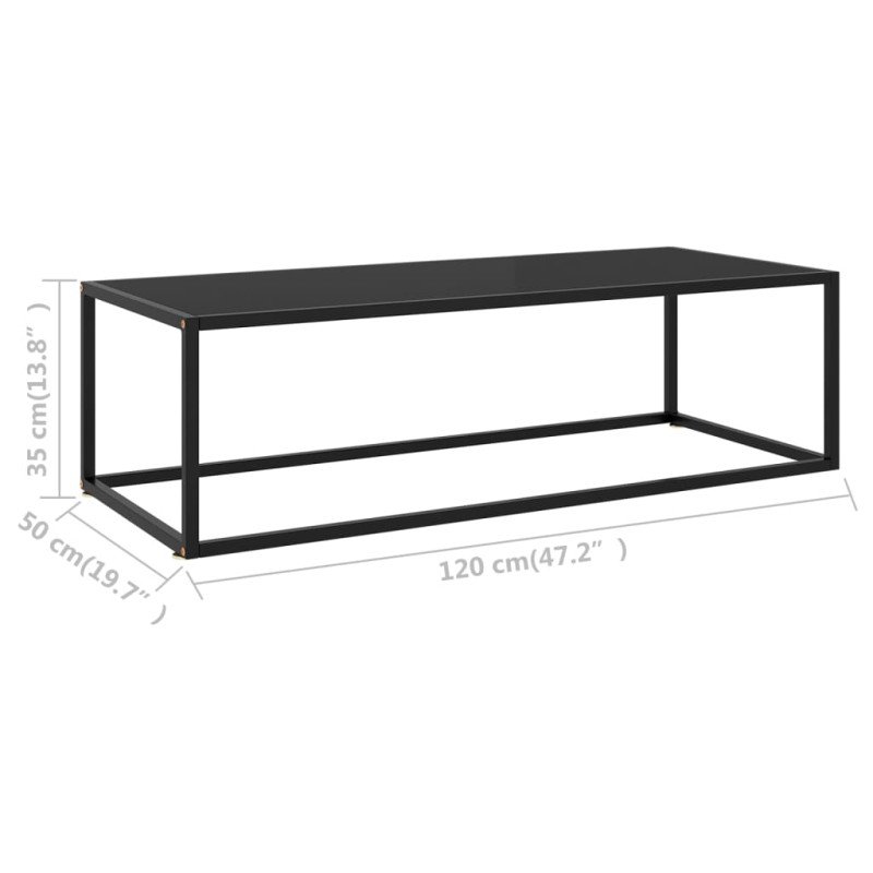 vidaXL Konferenčný stolík, čierny, čierne sklo 120x50x35 cm