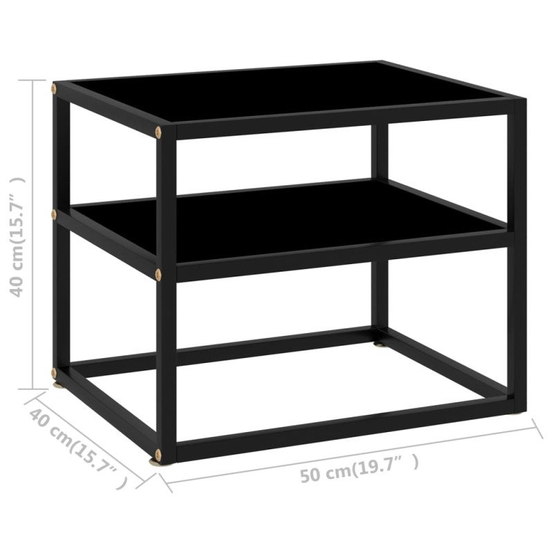 vidaXL Konzolový stolík čierny 50x40x40 cm tvrdené sklo