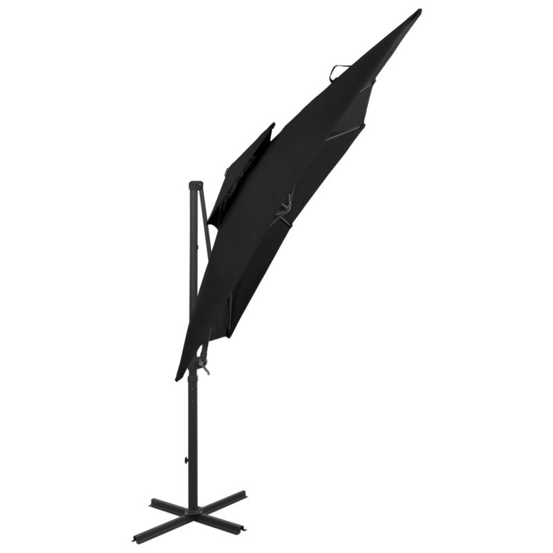 vidaXL Závesný slnečník s dvojitou strieškou 250x250 cm čierny