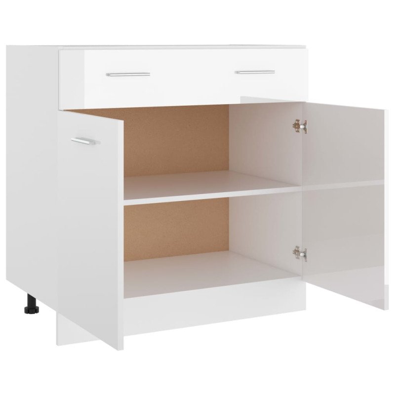 vidaXL Spodná skrinka+zásuvka, lesklá biela 80x46x81,5 cm