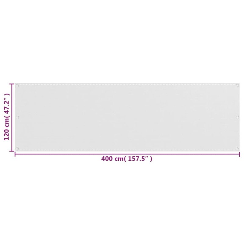 vidaXL Balkónová markíza biela 120x400 cm HDPE