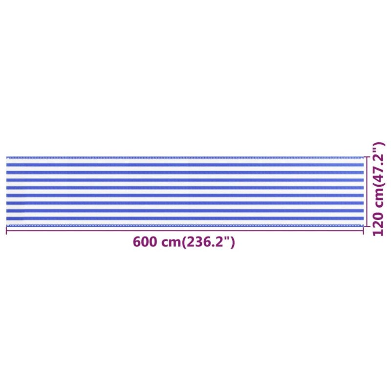 vidaXL Balkónová markíza modrá a biela 120x600 cm HDPE