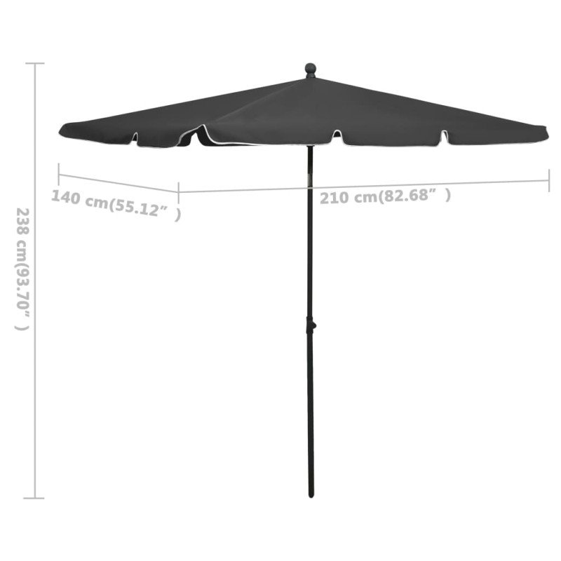 vidaXL Záhradný slnečník s tyčou 210x140 cm antracitový