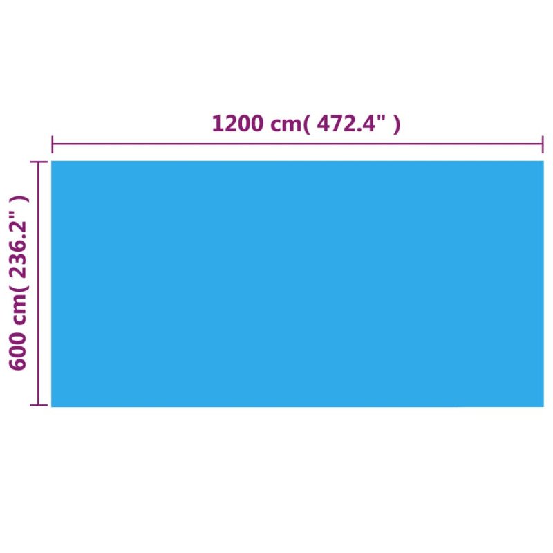 vidaXL Obdĺžniková bazénová plachta 1200x600 cm, PE, modrá