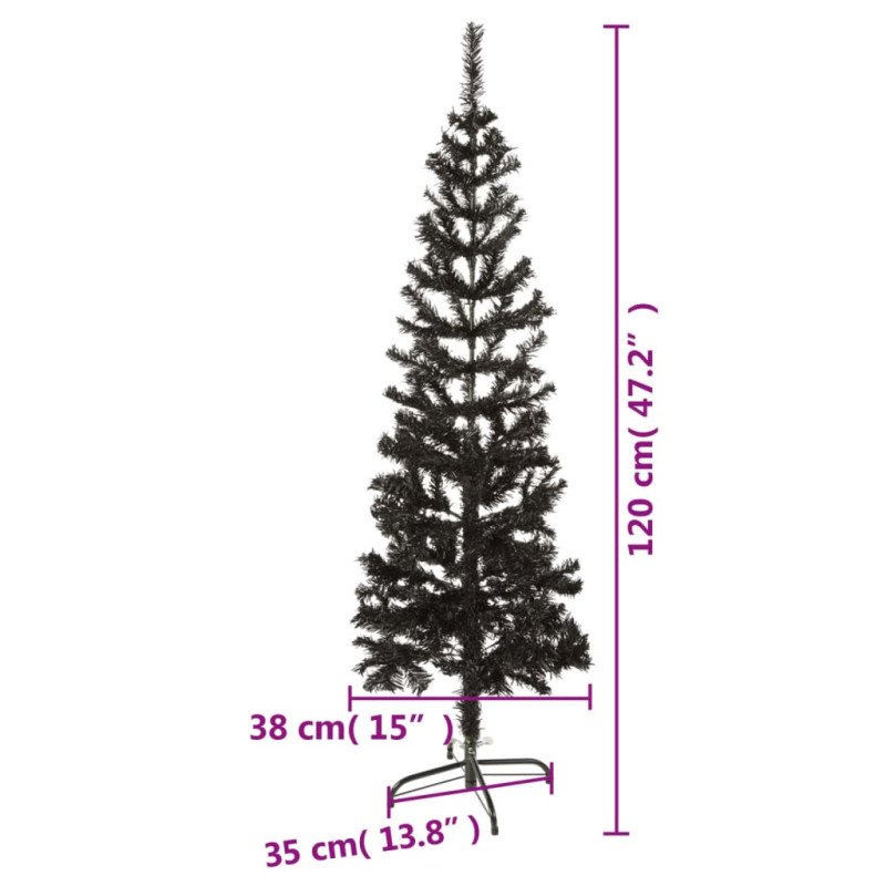 vidaXL Úzky vianočný stromček čierny 120 cm