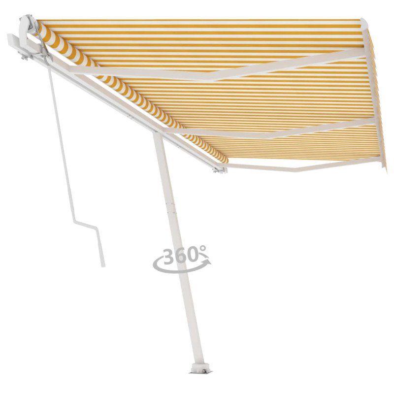vidaXL Samostatne stojaca automatická markíza 600x300 cm žlto-biela