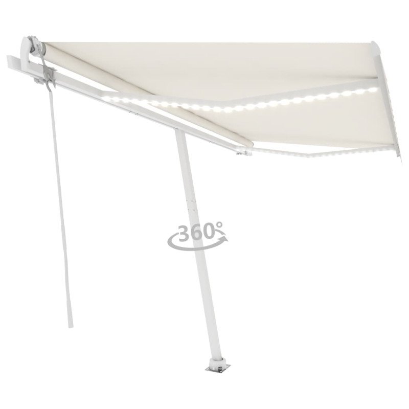 vidaXL Automatická markíza s LED a senzorom vetra 450x300 cm krémová