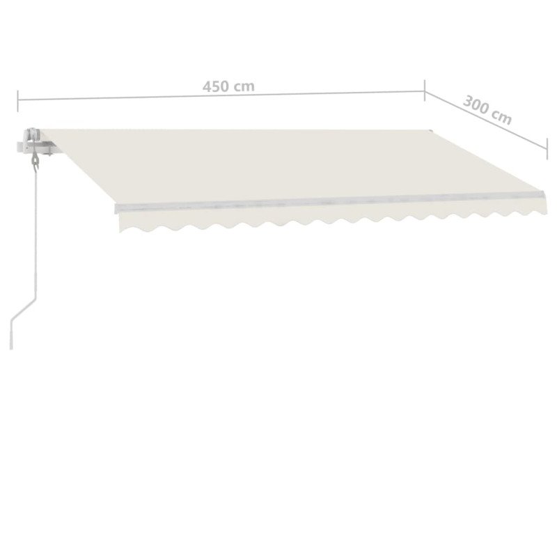 vidaXL Automatická markíza s LED a senzorom vetra 450x300 cm krémová