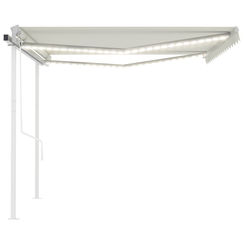 vidaXL Automatická markíza, LED a senzor vetra 4,5x3 m, krémová