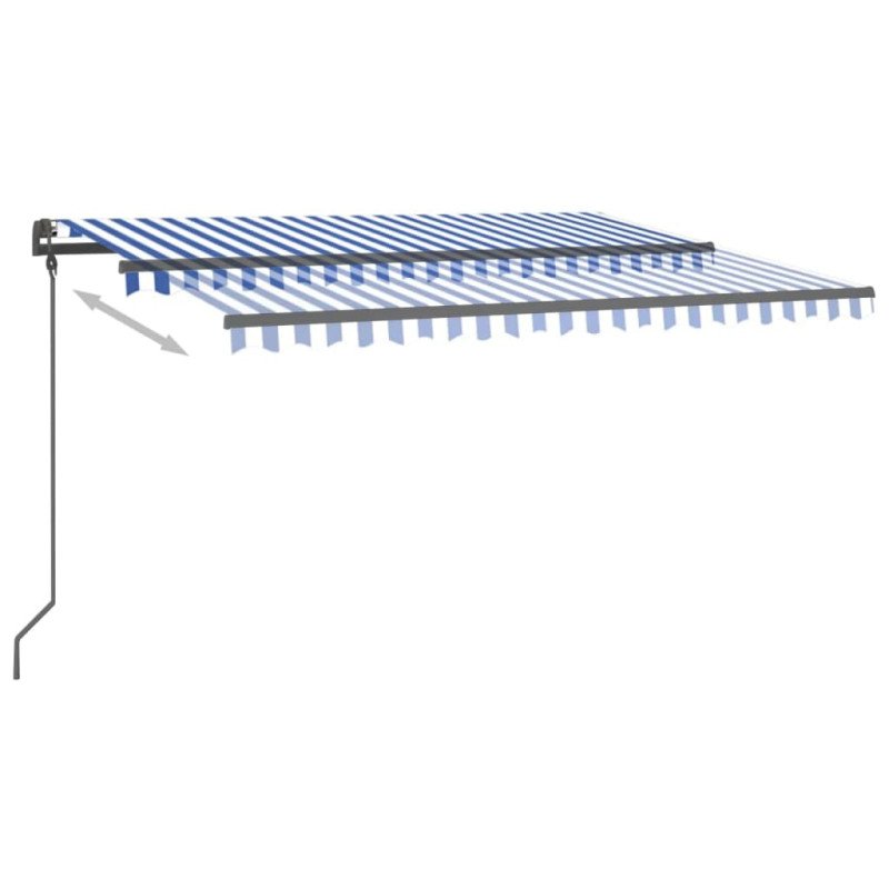 vidaXL Ručne zaťahovacia markíza s LED 4x3,5 cm modrá a biela