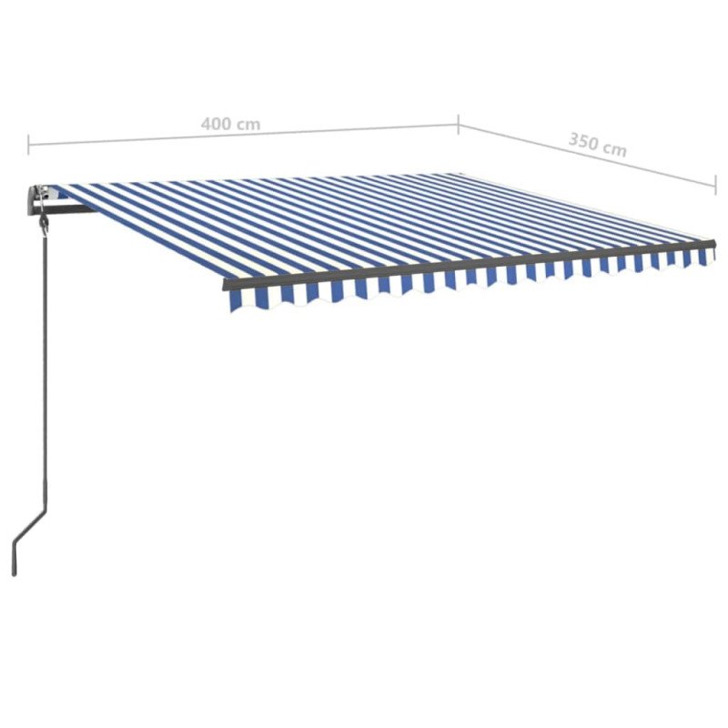 vidaXL Ručne zaťahovacia markíza s LED 4x3,5 cm modrá a biela