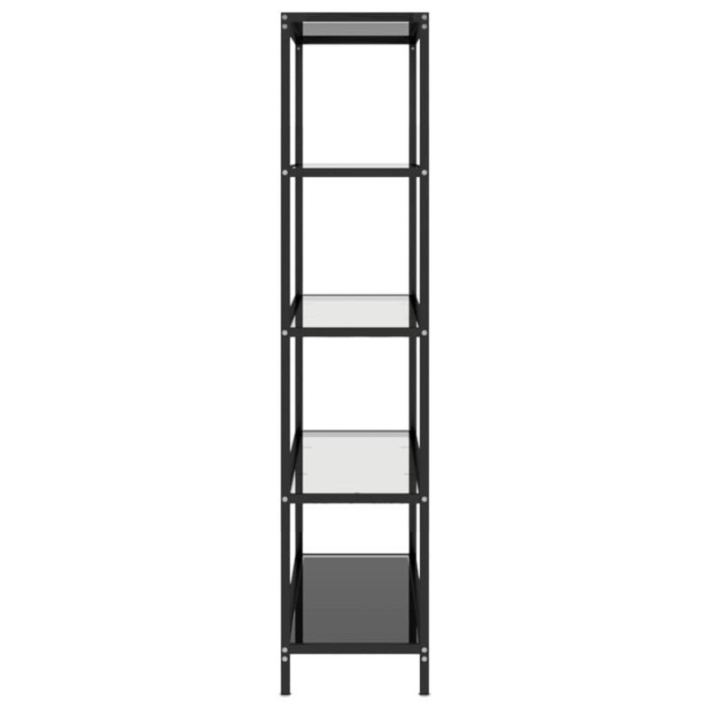 vidaXL Policový regál, čierny a priehľadný 100x36x168 cm, tvrdené sklo