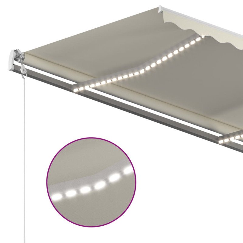 vidaXL Automatická markíza, LED a senzor vetra 350x250 cm, krémová