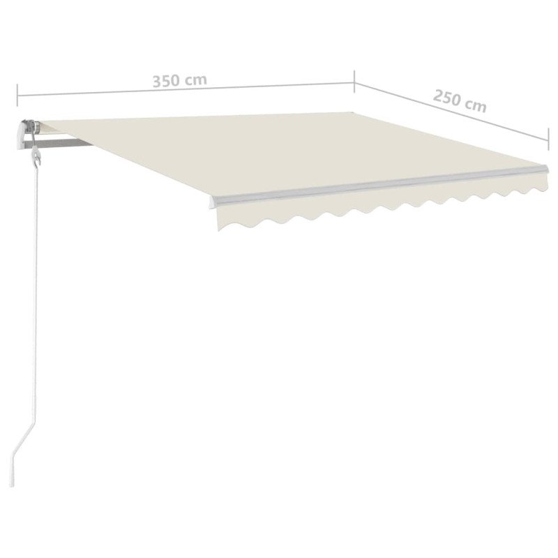 vidaXL Automatická markíza, LED a senzor vetra 350x250 cm, krémová