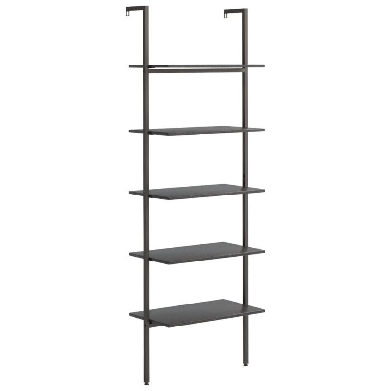 vidaXL Naklonený regál s 5 policami, čierny 64x35x185 cm