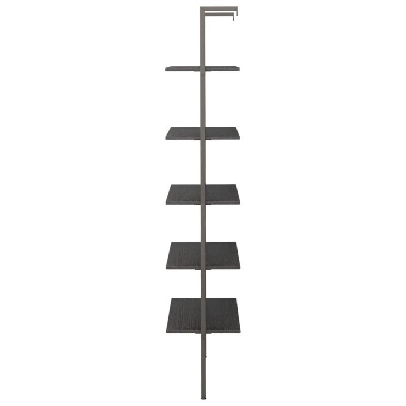 vidaXL Naklonený regál s 5 policami, čierny 64x35x185 cm