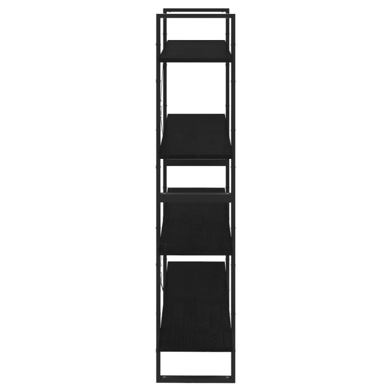 vidaXL Knižnica so 4 policami čierna 100x30x140 cm masívna borovica 