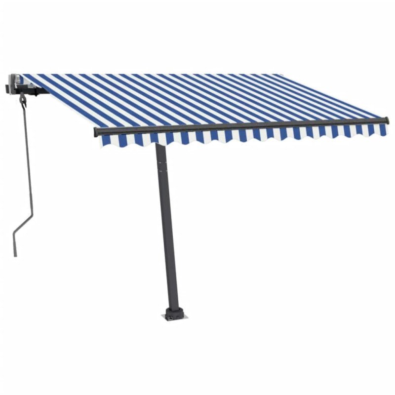 vidaXL Samostatne stojaca automatická markíza 300x250 cm modro-biela