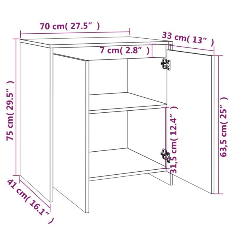 vidaXL Komoda betónovo sivá 70x41x75 cm spracované drevo