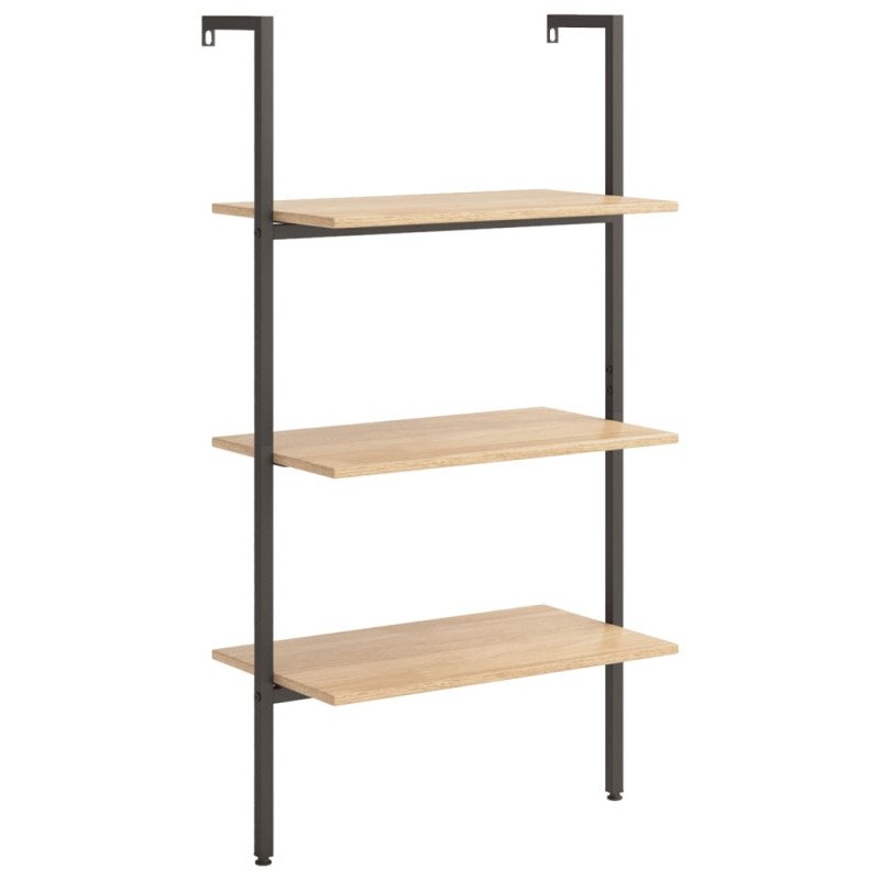 vidaXL Naklonený regál s 3 policami, svetlohnedo čierny 64x35x120,5 cm